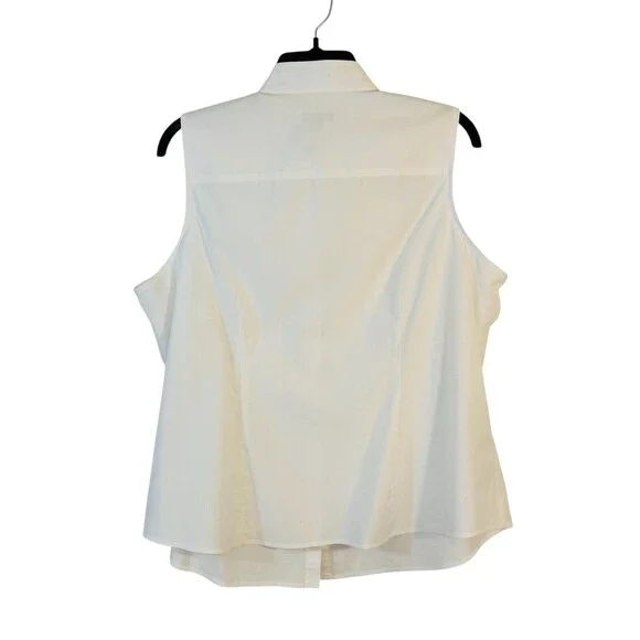 Talbots Size 18WP Pleated Front Button Up Tuxedo Blouse Sleeveless - Picture 2 of 8